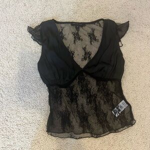 Black Lace Sheer Top